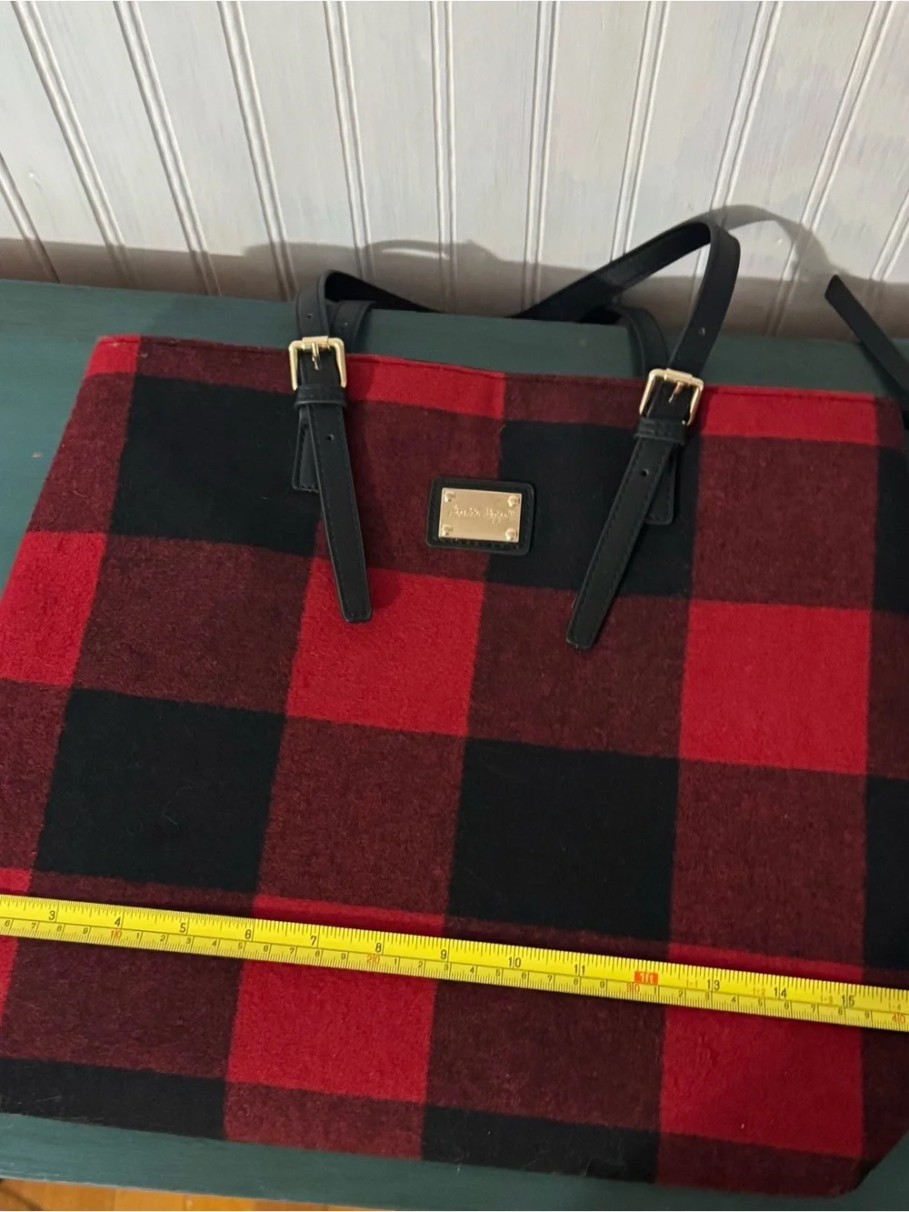 Charlie Paige Red & Black Buffalo Plaid Shoulder Tote Bag